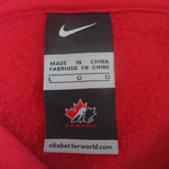 Vintage Nike ELBOWS UP red and white Canadian hockey hoodie Size L very roomy - Picture 7 of 9